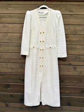 zara white tweed midi dress The White Zara Midi Dress I'm Currently Obsessed With